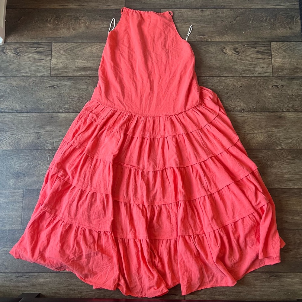 Free People Women's Somewhere Sunny Halter Maxi Dress Pink Size Small NEW